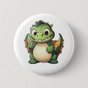 Macaron Rond 5 Cm Illustration de dragon de dessin animé