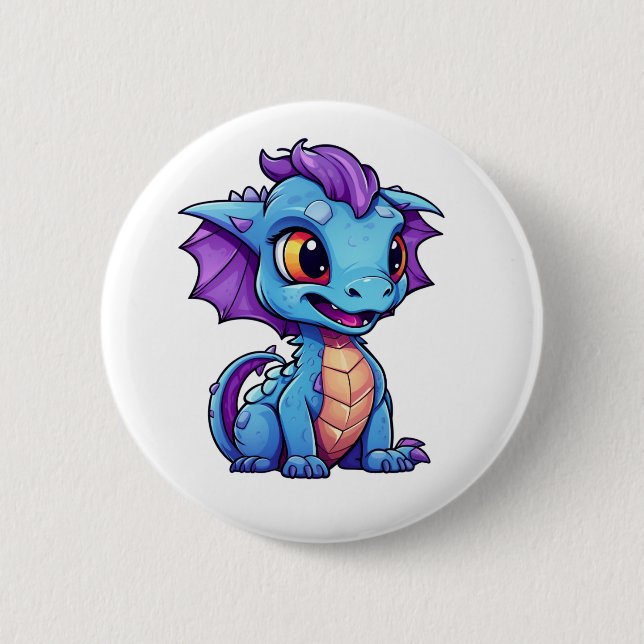 Macaron Rond 5 Cm Illustration de dragon de dessin animé (Devant)