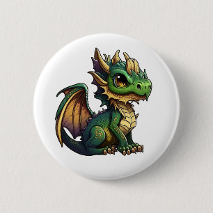 Macaron Rond 5 Cm Illustration de dragon de dessin animé
