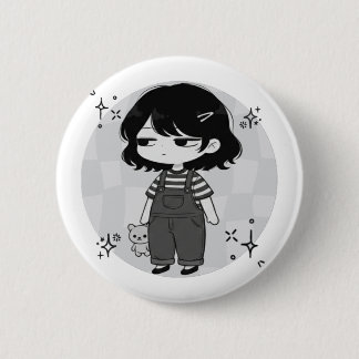 Macaron Rond 5 Cm Illustration de fille chibi esthétique dépassée