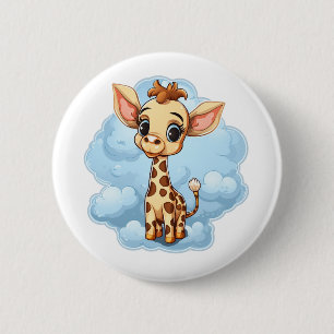 Macaron Rond 5 Cm Illustration de girafe de dessin animé