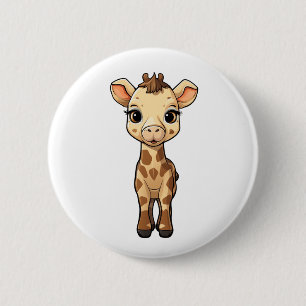 Macaron Rond 5 Cm Illustration de girafe de dessin animé