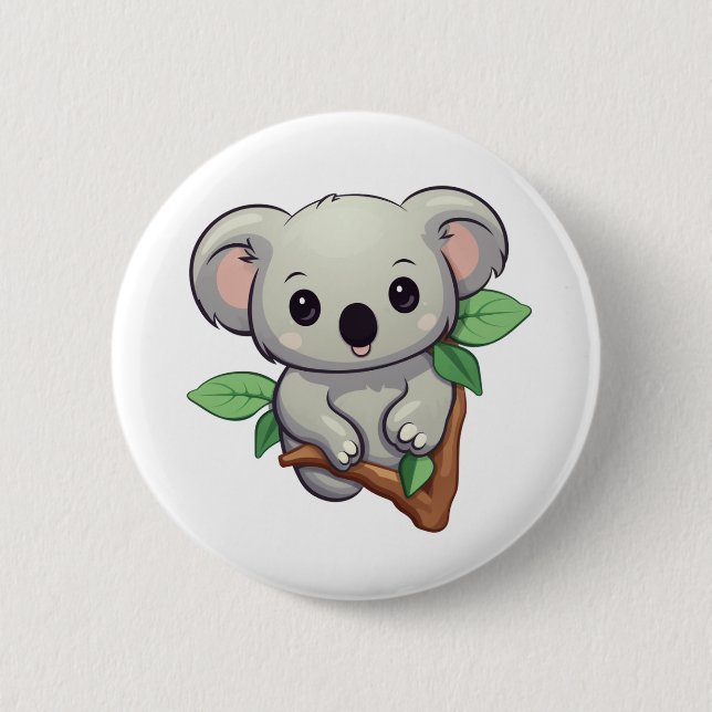 Macaron Rond 5 Cm Illustration de koala du dessin animé (Devant)