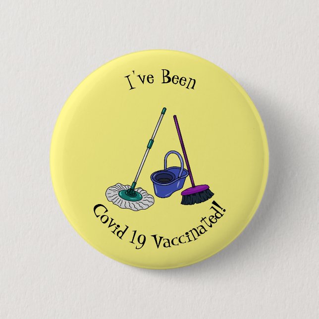 Macaron Rond 5 Cm Illustration de la bande dessinée Broom & mop (Devant)