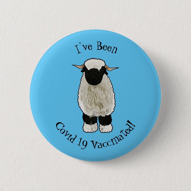 Macaron Rond 5 Cm Illustration de la caricature de mouton Valais Bla (Devant)