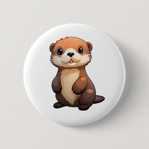 Macaron Rond 5 Cm Illustration de la loutre de dessin