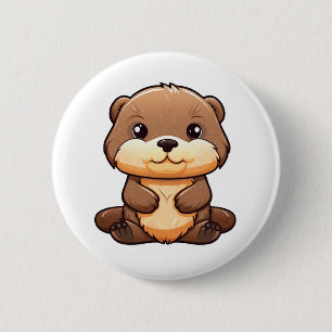 Macaron Rond 5 Cm Illustration de la loutre de dessin