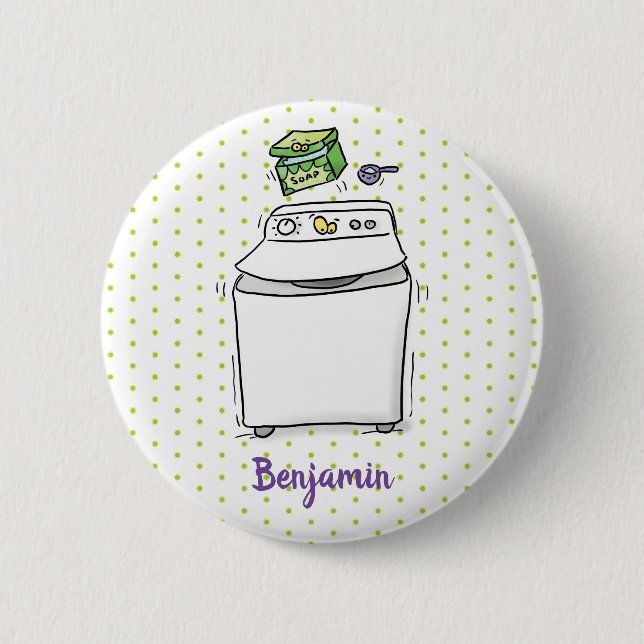 Macaron Rond 5 Cm Illustration de lave-linge mignonne (Devant)