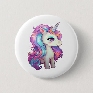 Macaron Rond 5 Cm Illustration de licorne de dessin