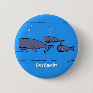 Macaron Rond 5 Cm Illustration de mignonne migratrice de baleines à 
