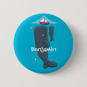 Macaron Rond 5 Cm Illustration de mignons baleines et voiliers