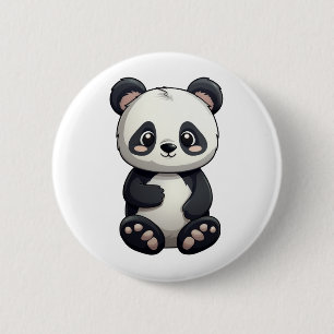 Macaron Rond 5 Cm Illustration de panda de dessin animé