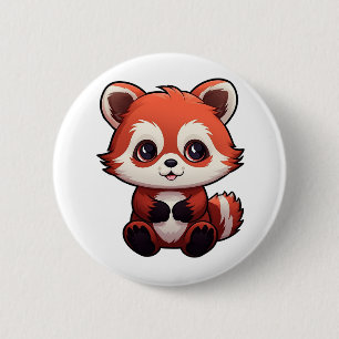 Macaron Rond 5 Cm Illustration de panda rouge caricature