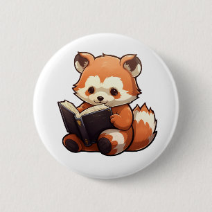 Macaron Rond 5 Cm Illustration de panda rouge caricature