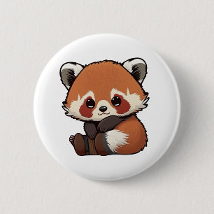Macaron Rond 5 Cm Illustration de panda rouge caricature