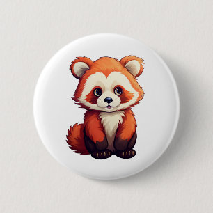 Macaron Rond 5 Cm Illustration de panda roux de dessin animé