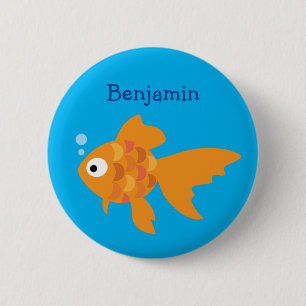 Macaron Rond 5 Cm Illustration de poisson d'or convivial