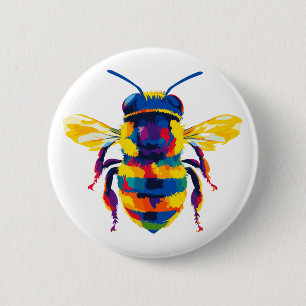 Macaron Rond 5 Cm Illustration de portrait d'abeille Peinture à l'aq