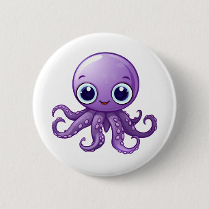 Macaron Rond 5 Cm Illustration de poulpe de dessin