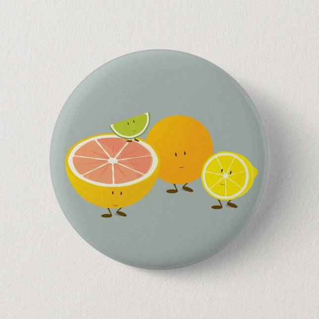Macaron Rond 5 Cm Illustration de sourire de groupe d'agrume (Devant)