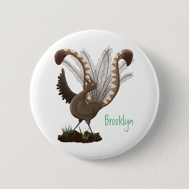Macaron Rond 5 Cm Illustration de superbe et superbe lyrebird (Devant)
