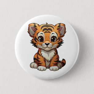 Macaron Rond 5 Cm Illustration de tigre de dessin