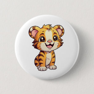 Macaron Rond 5 Cm Illustration de tigre de dessin