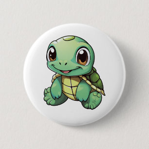 Macaron Rond 5 Cm Illustration de tortue caricaturale