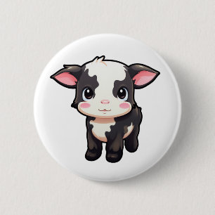 Macaron Rond 5 Cm Illustration de vache caricaturale