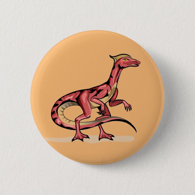 Macaron Rond 5 Cm Illustration De Velociraptor. (Devant)
