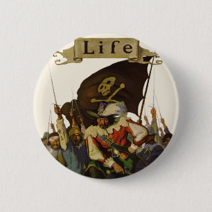 Macaron Rond 5 Cm Illustration de Wyeth sur la vie de pirate vintage