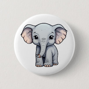Macaron Rond 5 Cm Illustration d'éléphant de dessin animé