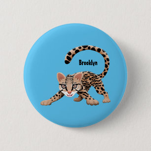Macaron Rond 5 Cm Illustration d'ocelot mignon