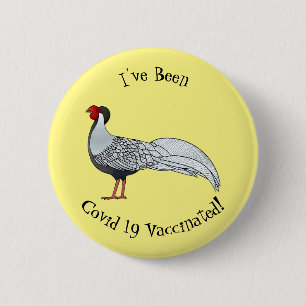 Macaron Rond 5 Cm Illustration d'oiseau faisan d'argent