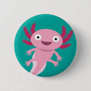 Macaron Rond 5 Cm Illustration drôle Axolotl