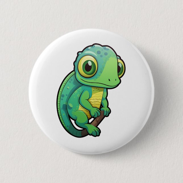 Macaron Rond 5 Cm Illustration du caméléon de dessin (Devant)