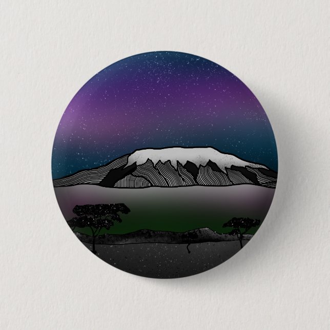 Macaron Rond 5 Cm Illustration du mont Kilimandjaro (Devant)
