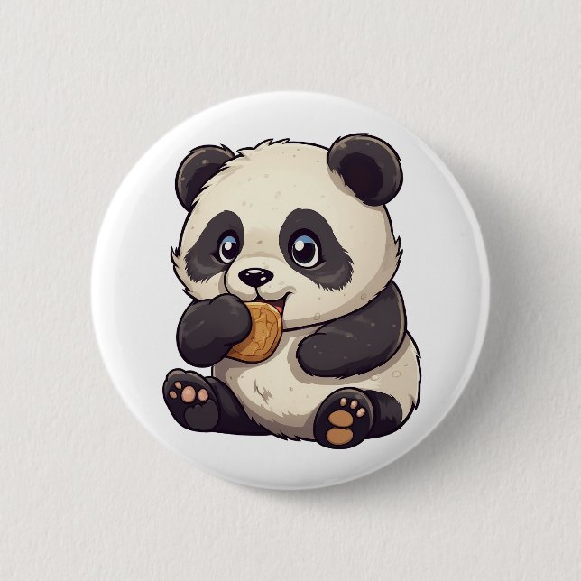 Macaron Rond 5 Cm Illustration du panda de dessin (Devant)