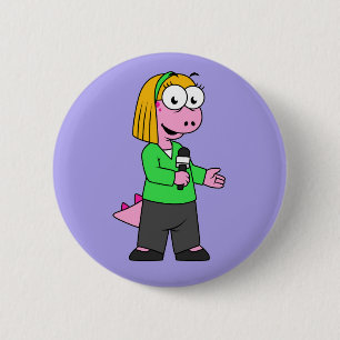Macaron Rond 5 Cm Illustration D'Un Journaliste D'Allosaurus News.