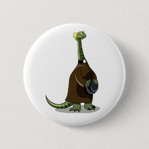 Macaron Rond 5 Cm Illustration D'Un Plateosaure Habillé Comme Prêtre