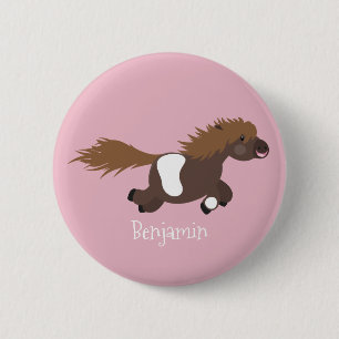 Macaron Rond 5 Cm Illustration d'un poney de Shetland mignon