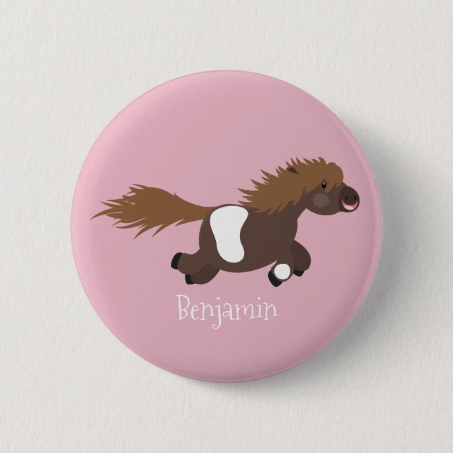 Macaron Rond 5 Cm Illustration d'un poney de Shetland mignon (Devant)