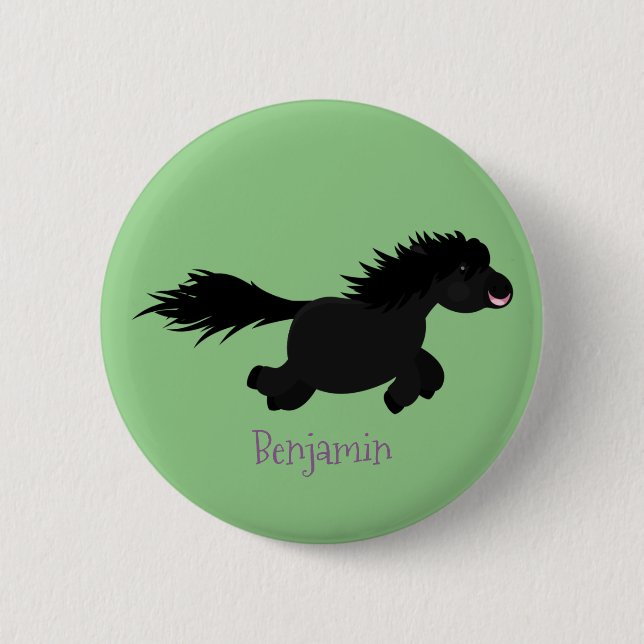 Macaron Rond 5 Cm Illustration d'un poney de Shetland mignon (Devant)