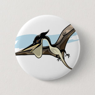 Macaron Rond 5 Cm Illustration D'Un Pteranodon Dinosaure.