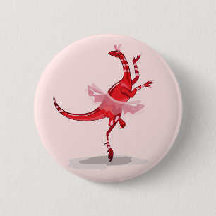 Macaron Rond 5 Cm Illustration D'Un Raptor Danseur Ballerina.
