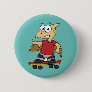 Macaron Rond 5 Cm Illustration D'Un Skateboard De Ptérosaure.
