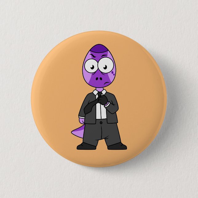 Macaron Rond 5 Cm Illustration D'Un Transporteur Pachycéphalosaure. (Devant)
