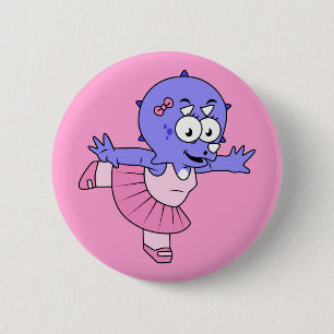 Macaron Rond 5 Cm Illustration D'Une Danse De Ballet Triceratops.