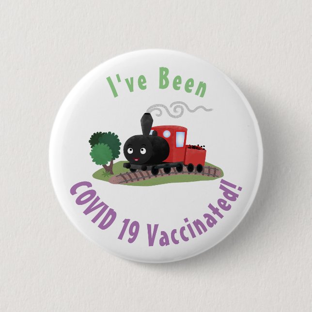 Macaron Rond 5 Cm Illustration d'une locomotive à vapeur mûre (Devant)
