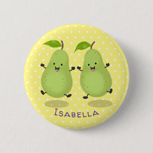 Macaron Rond 5 Cm Illustration d'une paire de poires mignonne